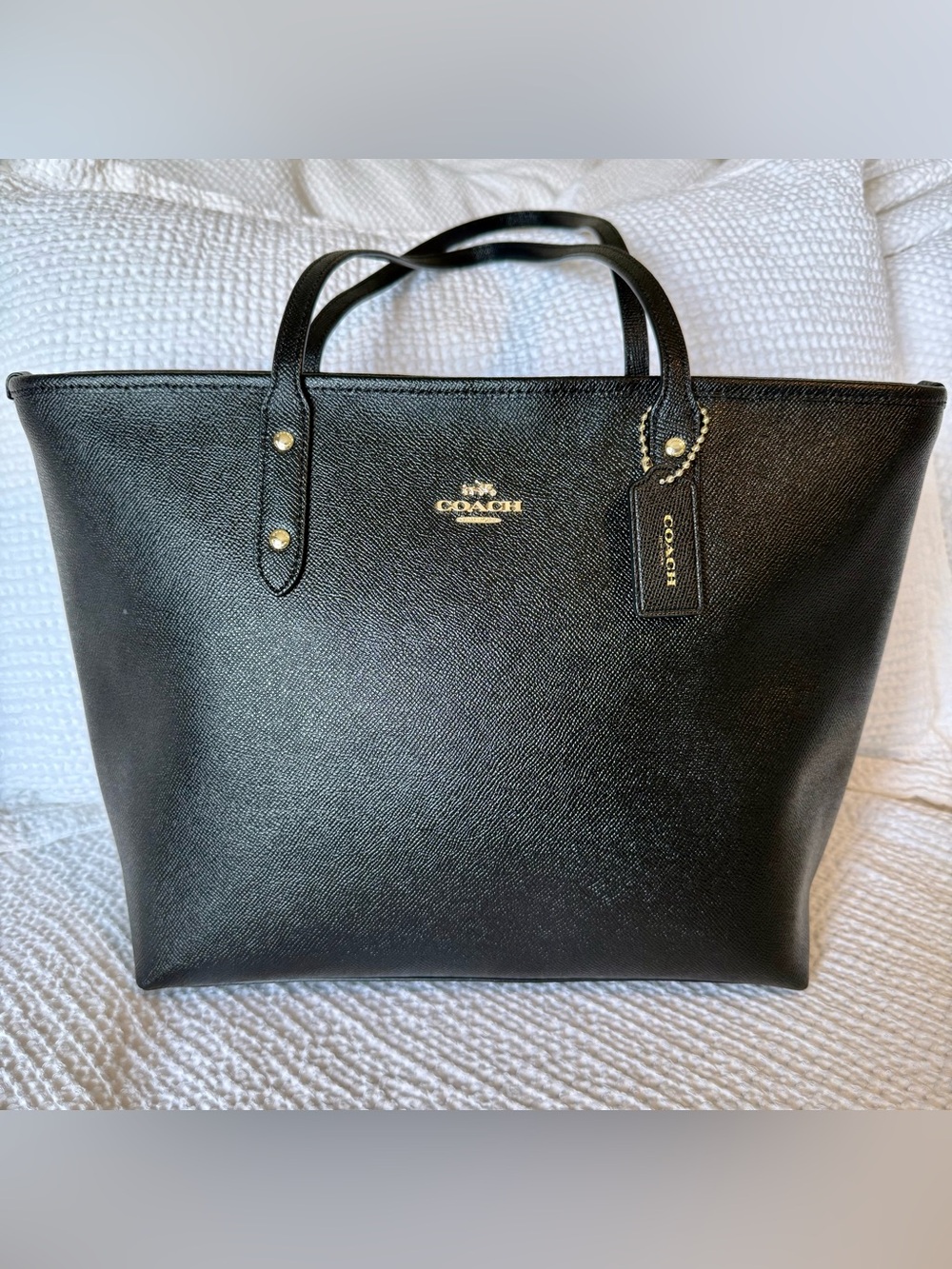 Coach F58848 Black Crossgrain Leather City Zip Tote